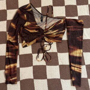 Motel Rocks Asymmetrical Sheer Crop Top